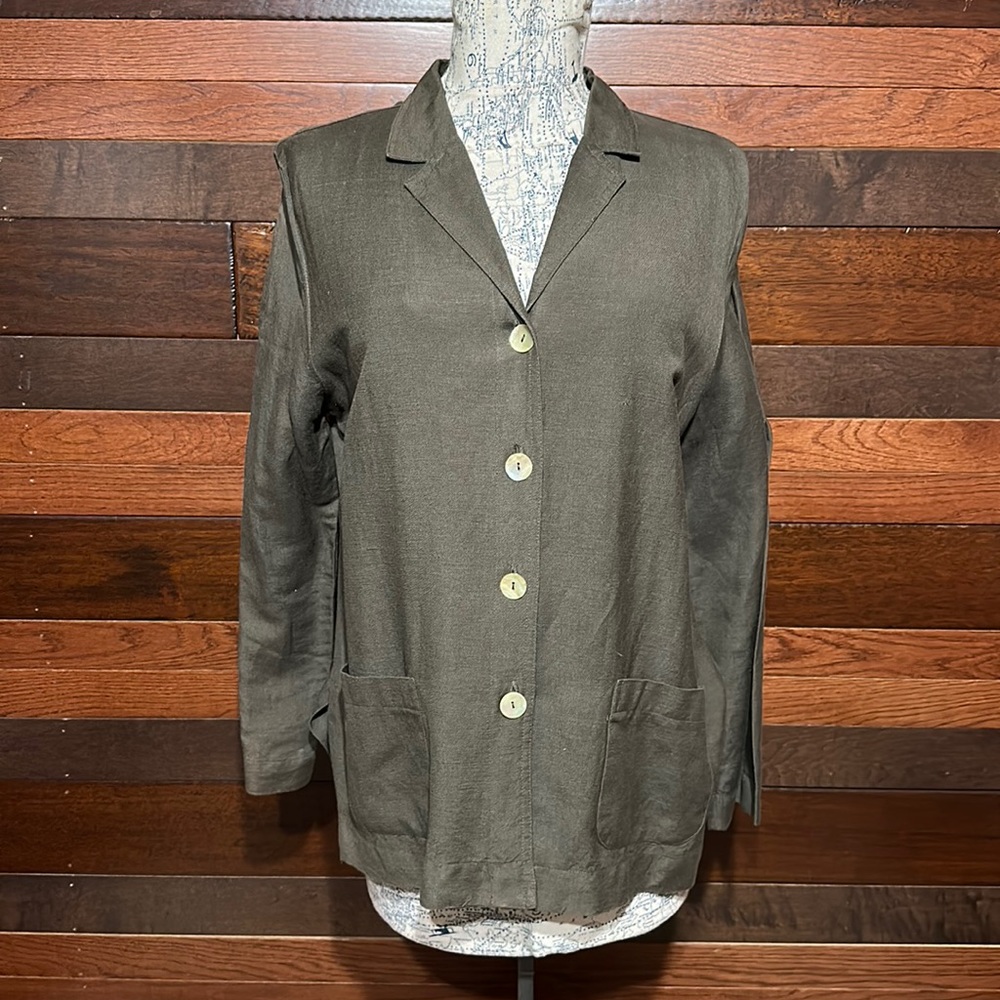 Islander Cloverleaf Lapel Long Sleeve Gray Green Button Down Blazer